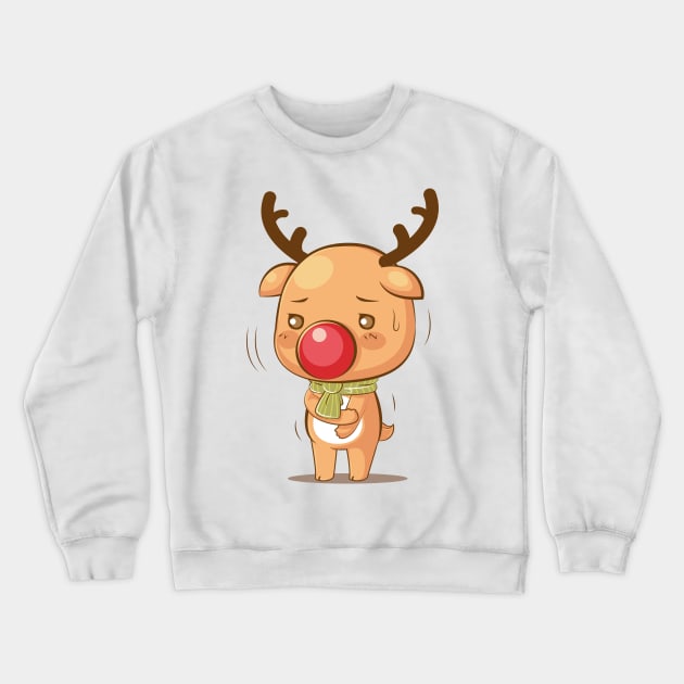 Cute Shy Deer Crewneck Sweatshirt by mumeaw